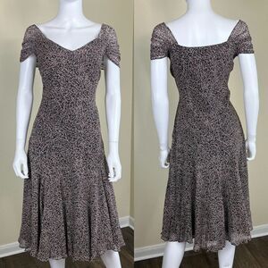 Vintage Talbots Petites Women's Size L Ditsy Floral Midi Silk Dress Y2K Cottage